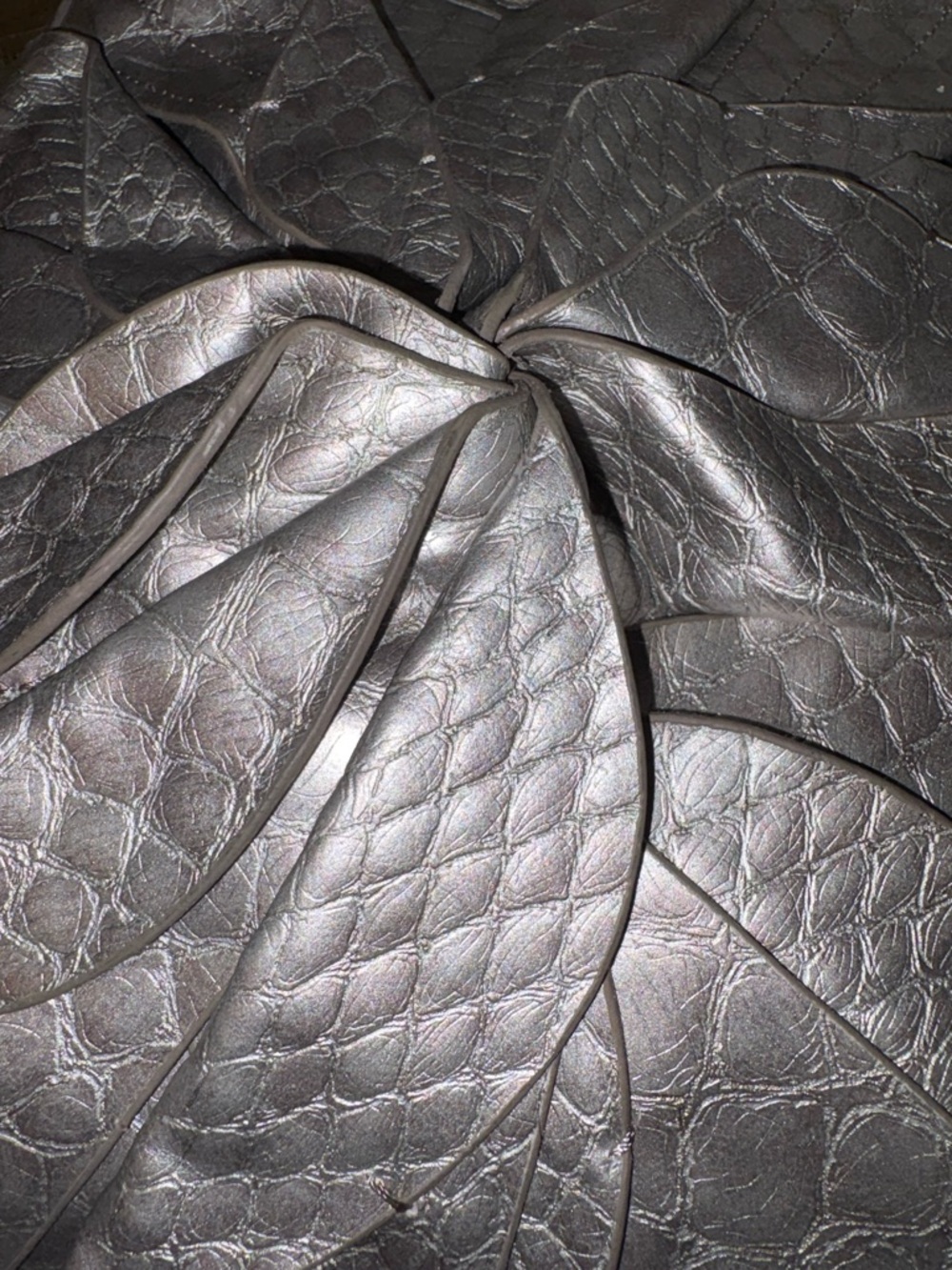 Jessica Simpson Metallic Croc Embossed Bow Satchel Tote Bag - Picture 7 of 13